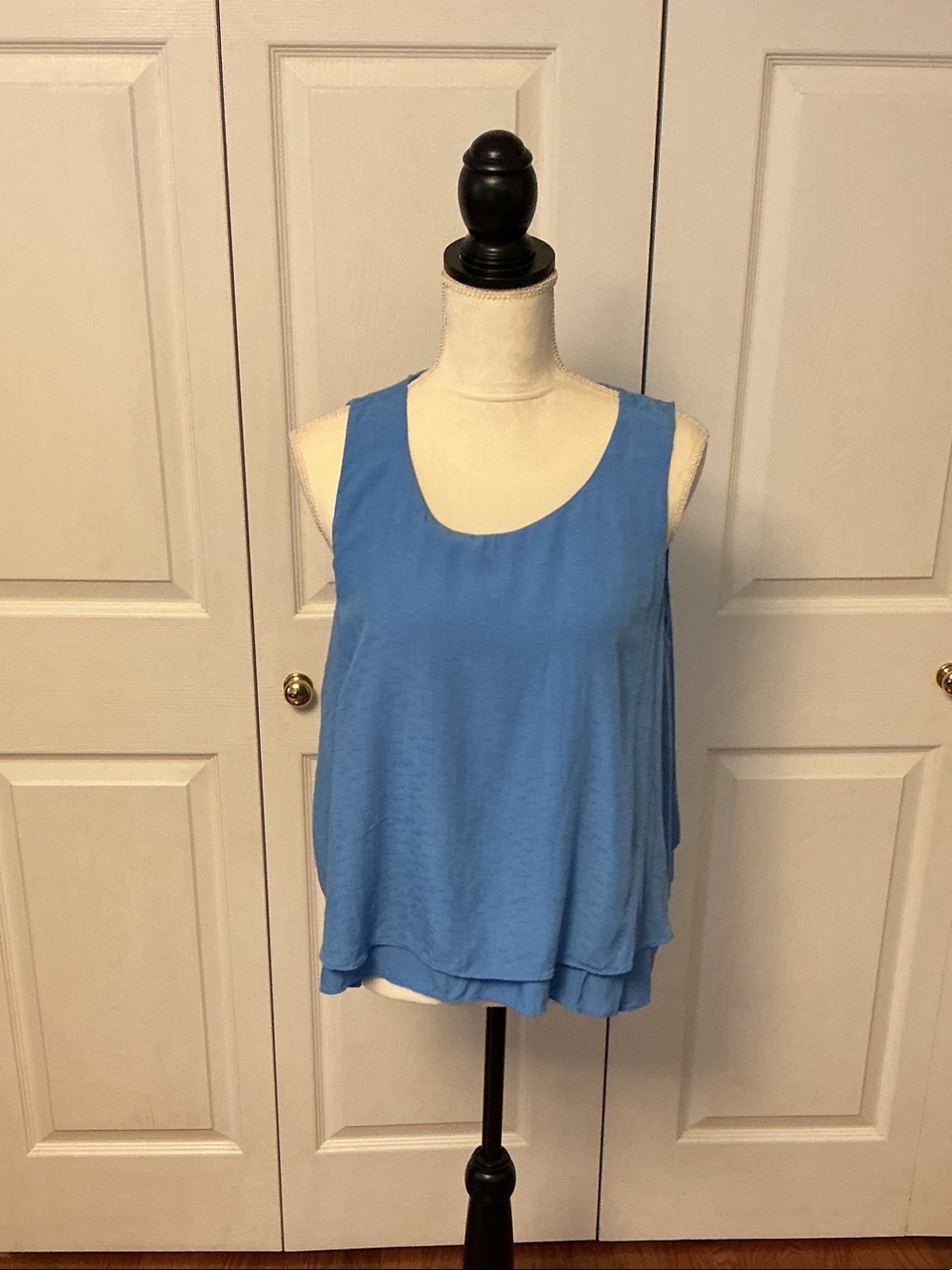 Elle Sky Blue Sleeveless Layered Tank Top